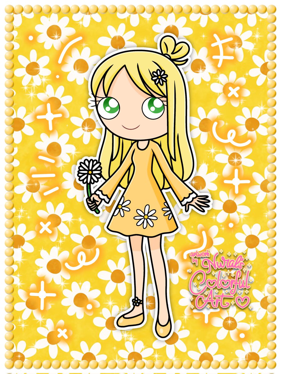 Here's a drawing of new OC Diana Florana, based on Daisy.

This drawing is a part of BloomUpYourFashion on Instagram.

#character #oc #originalcharacter #newoc #art #fanart #digitalart #ibisPaintX #NuralsColorfulArt