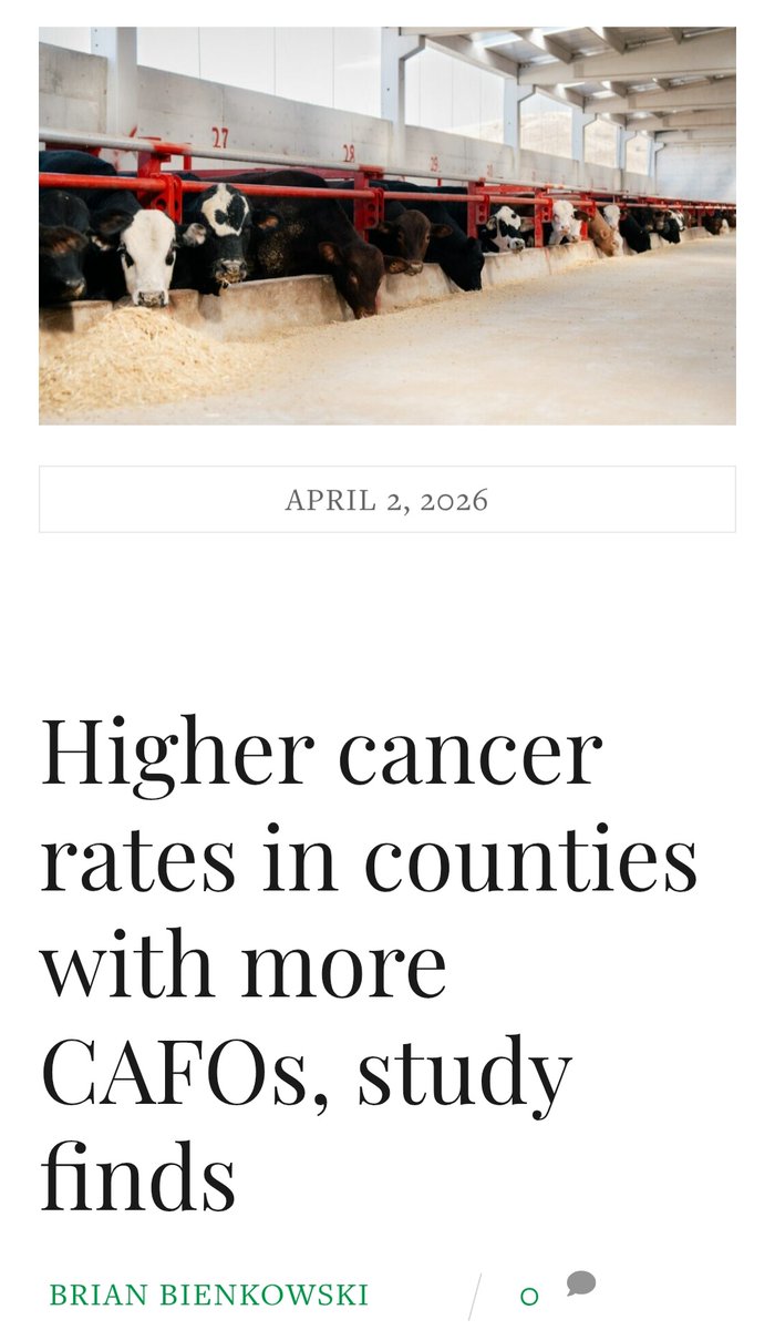 ⚠️😲 Did you see this⁉️
Higher cancer rates in counties with more CAFOs, study finds

Read the full article now:
👉thenewlede.org/2026/04/cafos-…

#SierraClub #SierraClubKansasChapter #Kansas #CAFOs #pollution