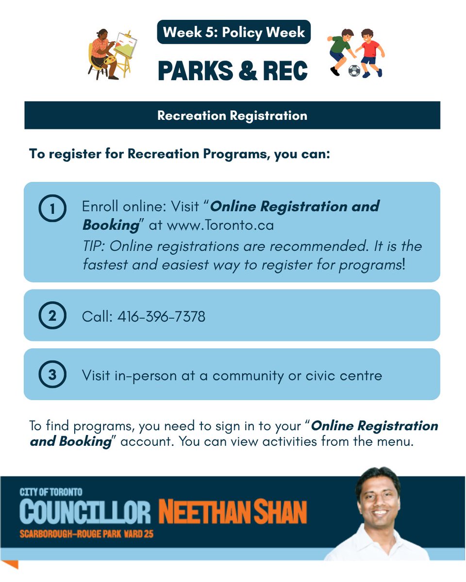 NeethanShan's tweet image. In Week Five of my #LearnTo campaign, the focus is on Parks and Recreation, Forestry, and Libraries.

As your representative for Scarborough-Rouge Park (Ward 25), I am committed to enhancing access to public services and spaces for all community members. #topoli