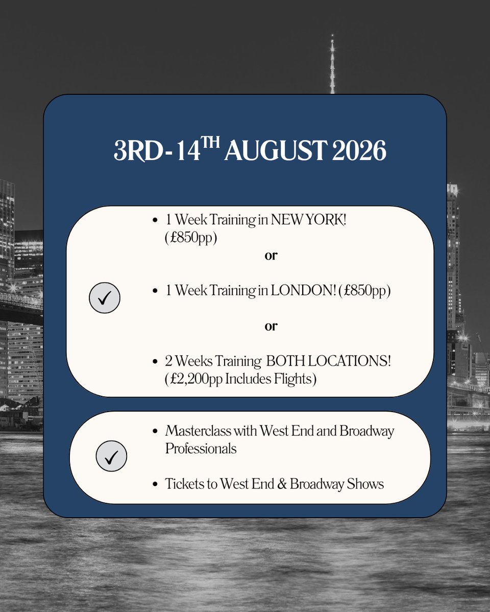 TheICMT's tweet photo. Train this summer in London and New York with our Musical Theatre Intensive. 🌍🎭

For more information, contact info@theicmt.com.

#ICMT #MusicalTheatre #SummerIntensive #ActSingDance #TheatreTraining https://t.co/II74MvRRA1