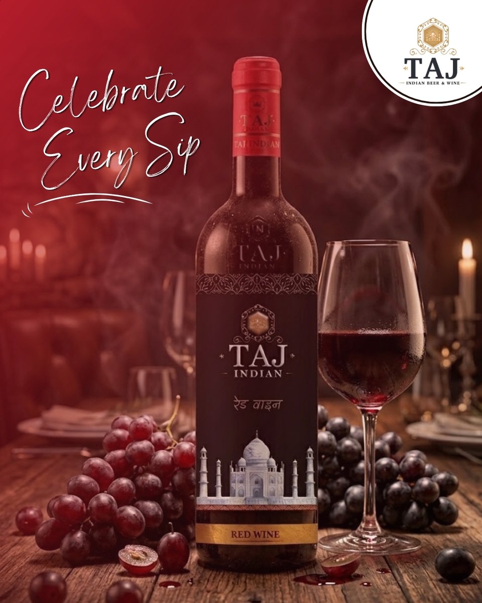 tajindiangroup1's tweet photo. Celebrate Every Sip 🍷
Rich red wine delights with smooth taste, bold aroma, perfect for unforgettable elegant evenings.✨🍇
#LuxurySips #EveningVibes #cheers #tajwine #RedWine #Wiine #WineLovers #winetasting #winetime #winelife #ElegantNights https://t.co/bbLWdO1uHB