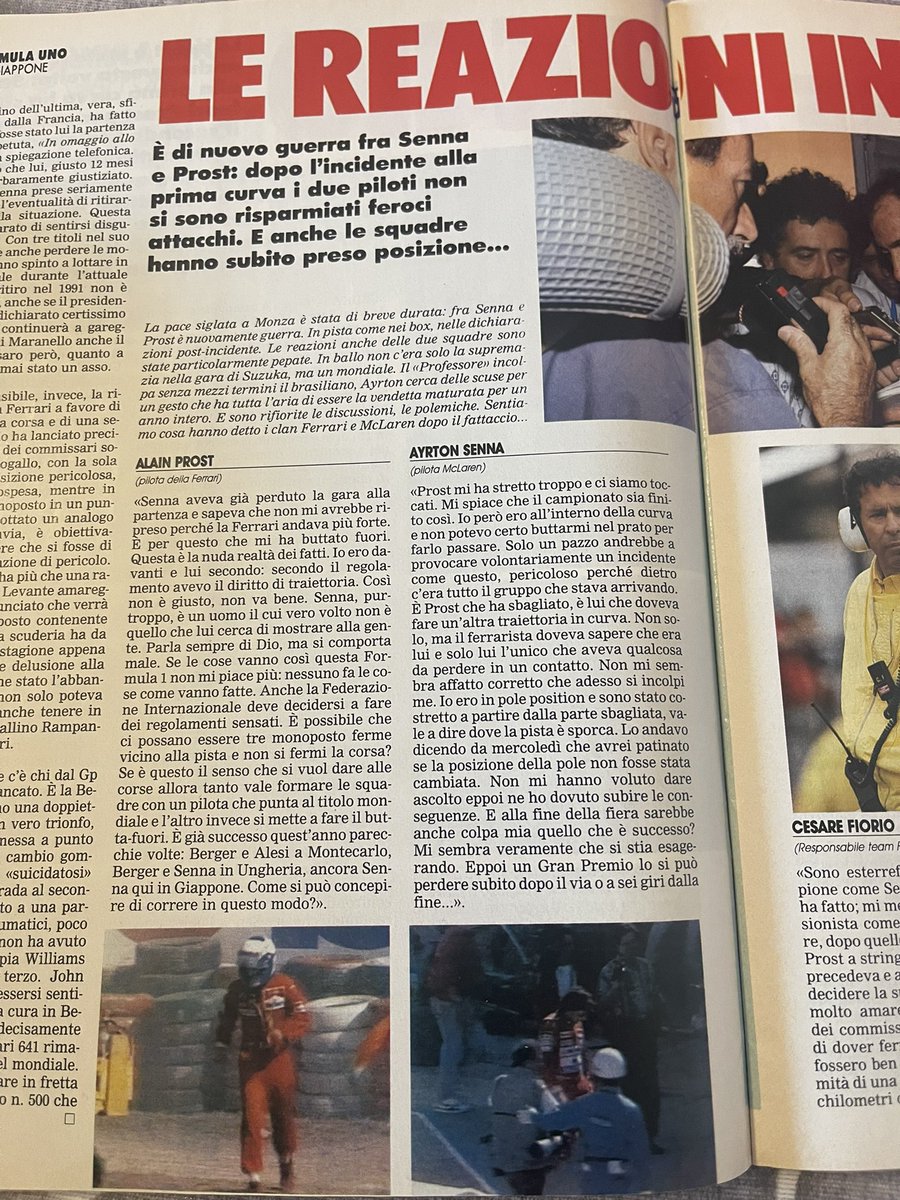 robertofunoat's tweet image. Una terribile delusione. Suzuka 1990 nelle pagine di @autosprint #F1 #JapaneseGP #Senna #Prost