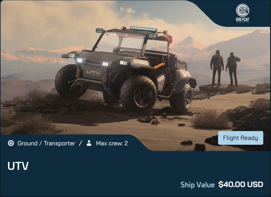 TheRubenSaurus's tweet image. The Greycat UTV has also arrived in the store:
Warbond available at $35
Credit available at $40

#StarCitizen