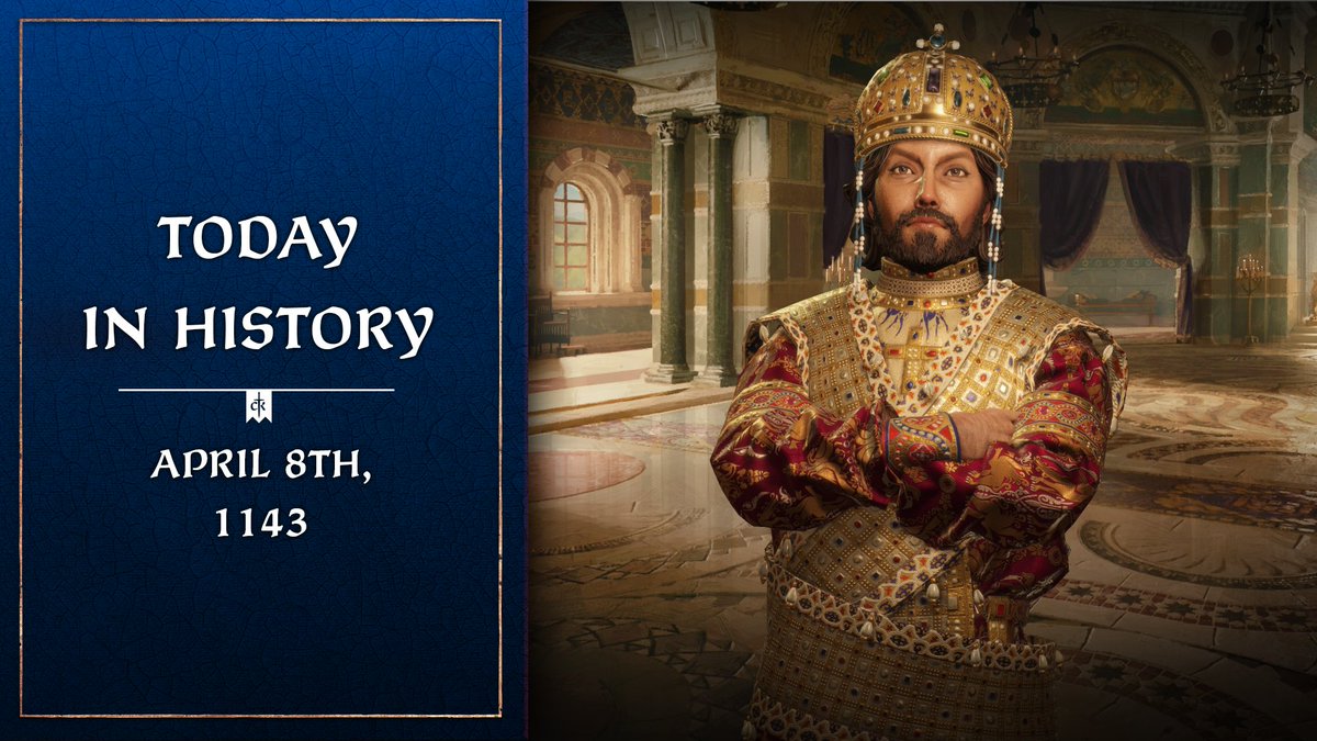 CrusaderKings's tweet image. #CK3TodayinHistory 📜

On April 8th, 1143, Manuel I Komnenos succeeded his father as Byzantine Emperor.

Start a new #CK3 game in 1178 to play as Basileus Manuel of the Byzantine Empire!