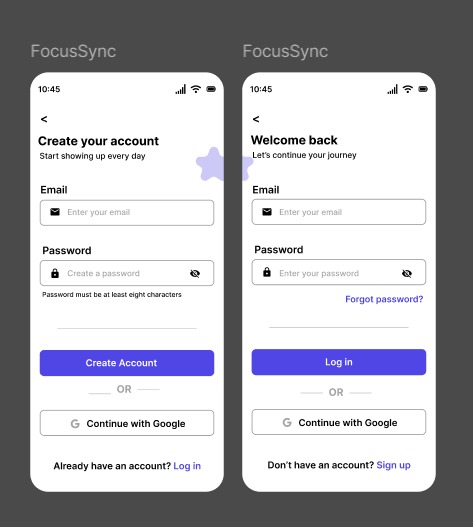 Web3Collinsss's tweet photo. Day 2 of FocusSync.

Designed the auth flow today:
• Sign up
• Login

Kept it simple and clean.
No unnecessary steps.
If getting started feels stressful, people won’t come back. https://t.co/rsN09AtC71