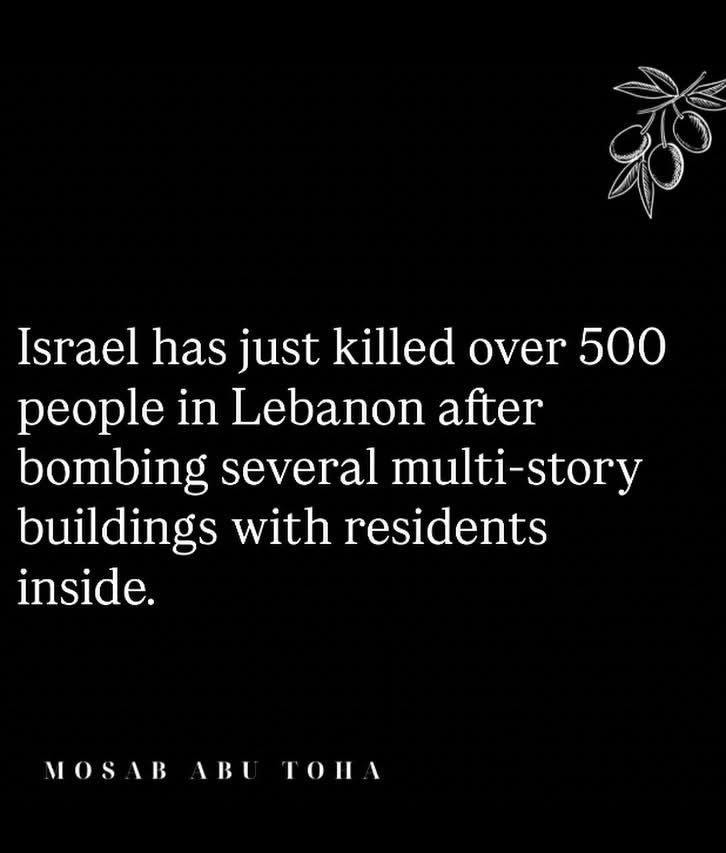 Astridueil's tweet photo. Israel has just killed over 500 people in Lebanon after bombing several multi-story buildings with residents inside. https://t.co/iIjx0L7zcQ
