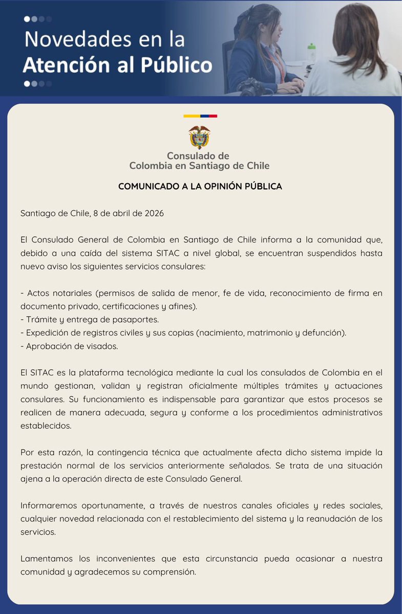 Consulado General de Colombia en Santiago tweet media