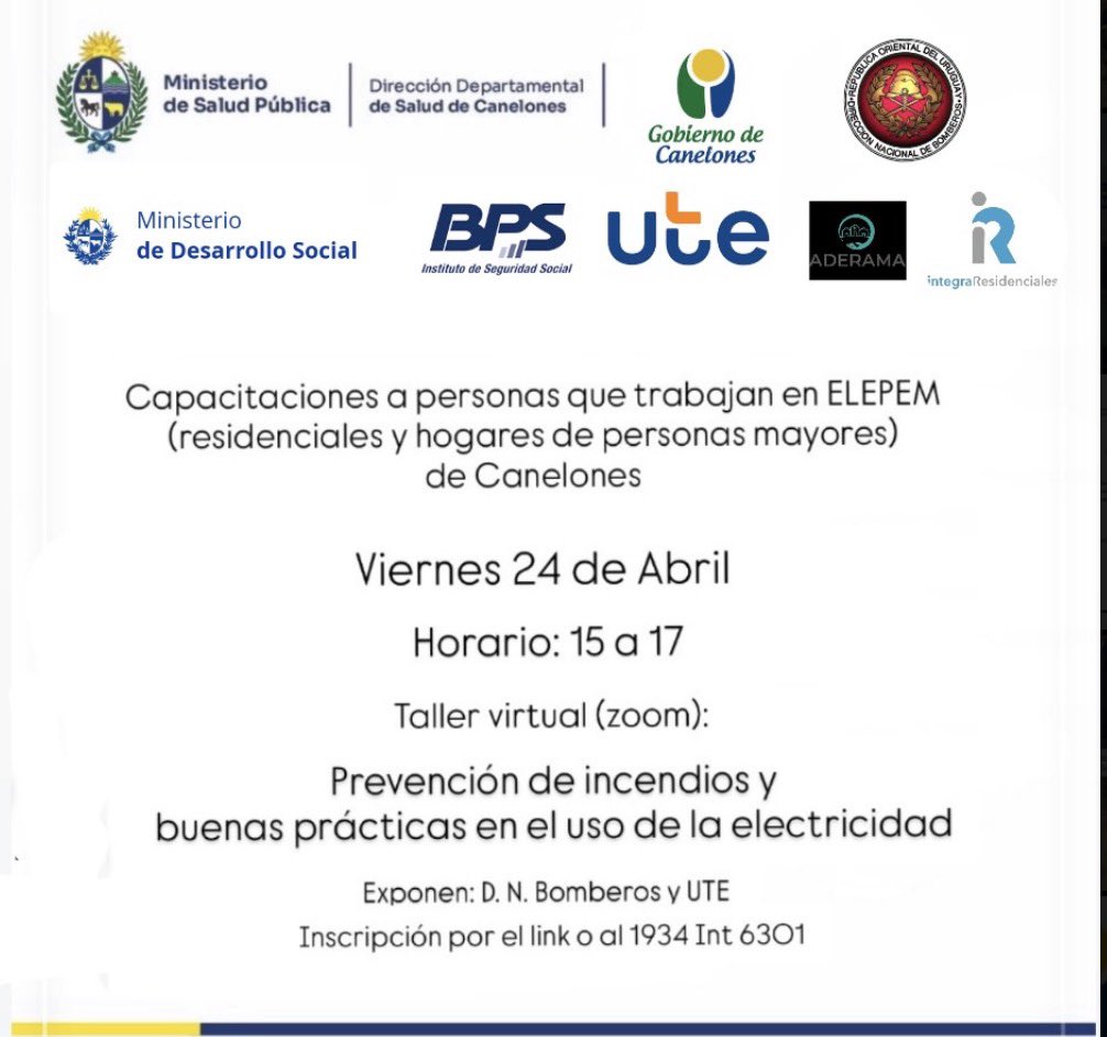 GerardoBruzzone's tweet photo. 📍Mesa ELEPEM Canelones 
📍comenzamos el ciclo de capacitaciones para cuidadoras y referentes de residenciales y hogares. 

👩🏽‍🎓Los últimos viernes de mes de 15 a 17 se pueden reservar un ratito y participar

👉🏽https://t.co/KTmFO3bmw0 https://t.co/33fJahoMmr