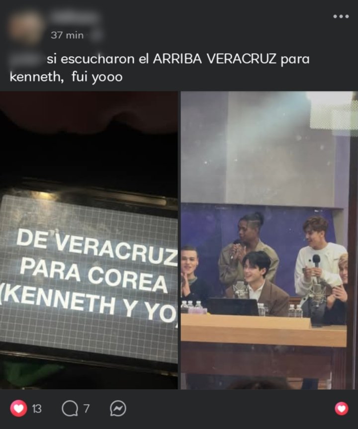 _lvstbv5_'s tweet photo. De pura coincidencia me encontré en fb a la chica que le gritó a Kenneth “ARRIBA VERACRUZ” en el live de IDOL RADIO, e hizo que Kenneth le respondiera y pusiera en alto a Veracruz y a México. QUÉ HERMOSO. 😭😭🫶🏻🇲🇽✨ https://t.co/qasWWHe6BX