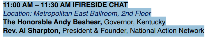 MarioAndersonTV's tweet image. Kentucky Governor Andy Beshear will be in New York City on 4/11 participating in a 'Fireside Chat' during Rev. Al Sharpton's annual @NationalAction Network Convention.

Beshear will join a list of other rumored 2028 presidential contenders who have been invited to participate.