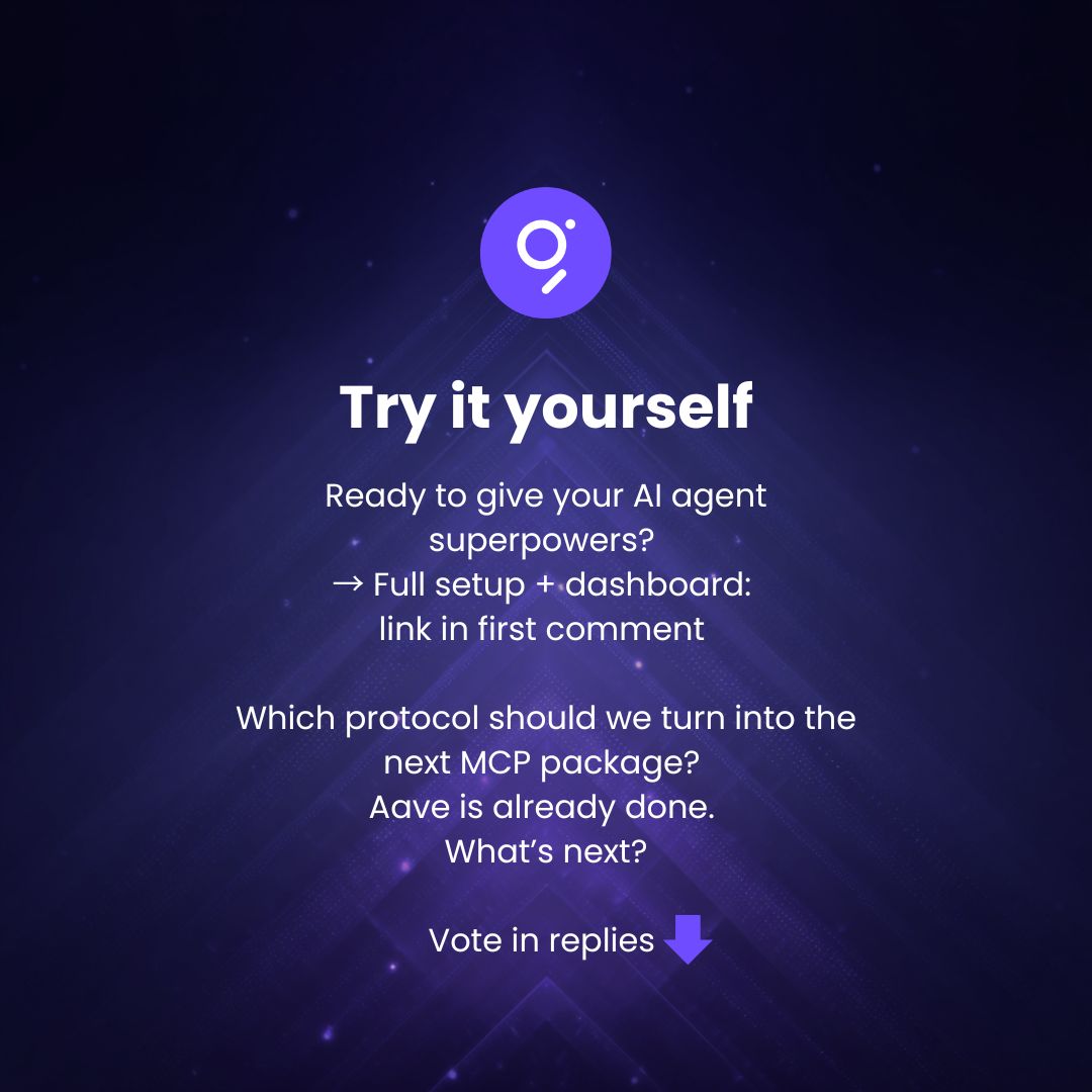 One MCP package = live onchain data inside any AI tool.

Swipe for the 2-minute setup →

Which protocol needs an MCP package? 
Vote in replies 👇