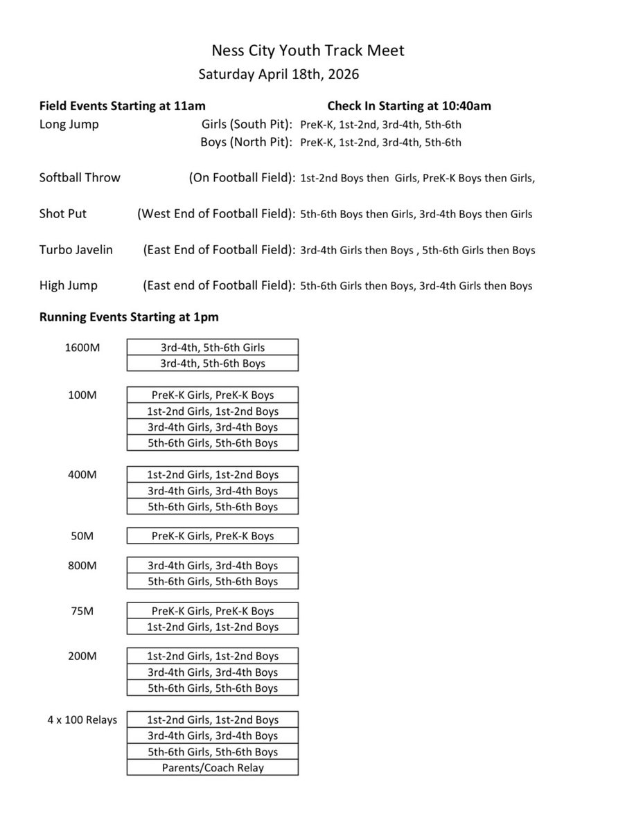 Come one, come all! Our Ness City Youth Track Meet is next weekend! 
Register at forms.gle/gb1J1TS1PhExfT…