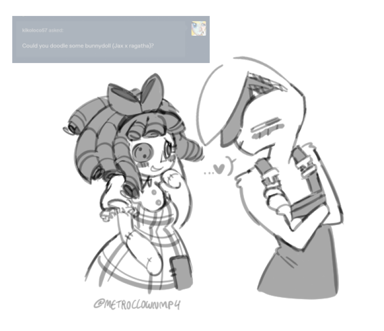 MetroClownMP4's tweet image. Yesterday's Tumblr request! I haven't gotten around to drawing Raggy or Jax yet so I got to mess around a bit #tadc #bunnydoll #digitalart