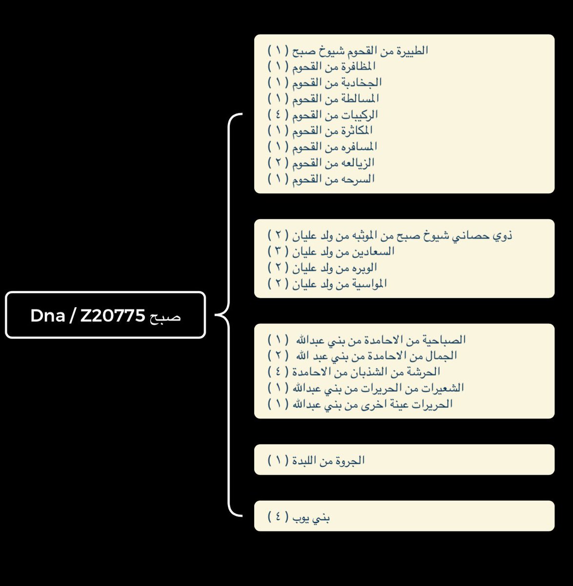 فخوذ صبح المحللين جينيا، جميعهم على Z20775 الجامع لقبايل مزينة بن إلياس. 

هذا التكتل للي مايعرفه ٣٦ نتيجة منها ١٣ نتيجه مرفوعه وايفل، ترقبونا في العينات القادمه عما قريب 🌹