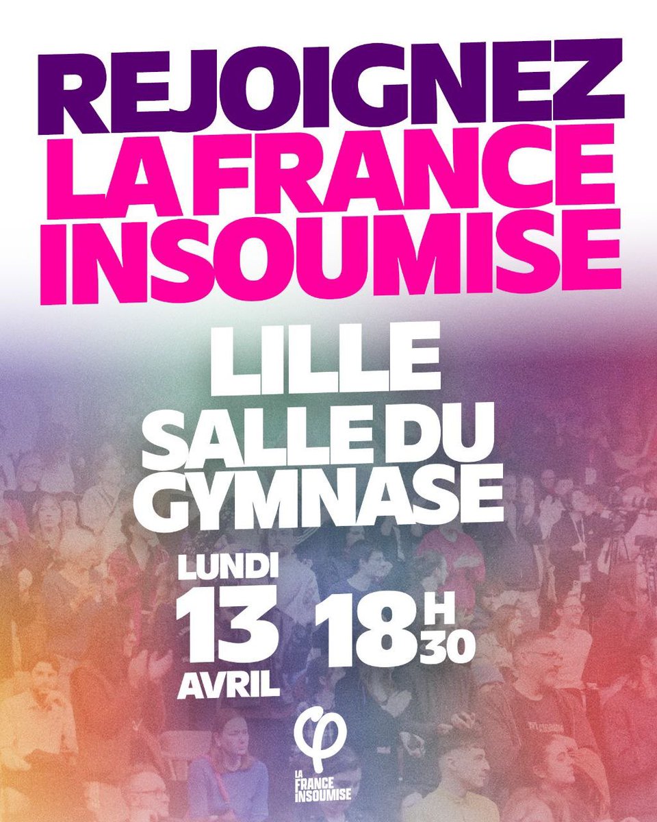 L_Addouche's tweet photo. ✊ En 2027, place au peuple ! 

Vous avez massivement voté pour #Lille insoumise, écologiste et populaire. Nous avons encore des combats à mener ensemble.

🔥 Alors rejoignez la France insoumise ! Retrouvons-nous lundi à 18h30 au Gymnase ! https://t.co/O7JjxdL4ds