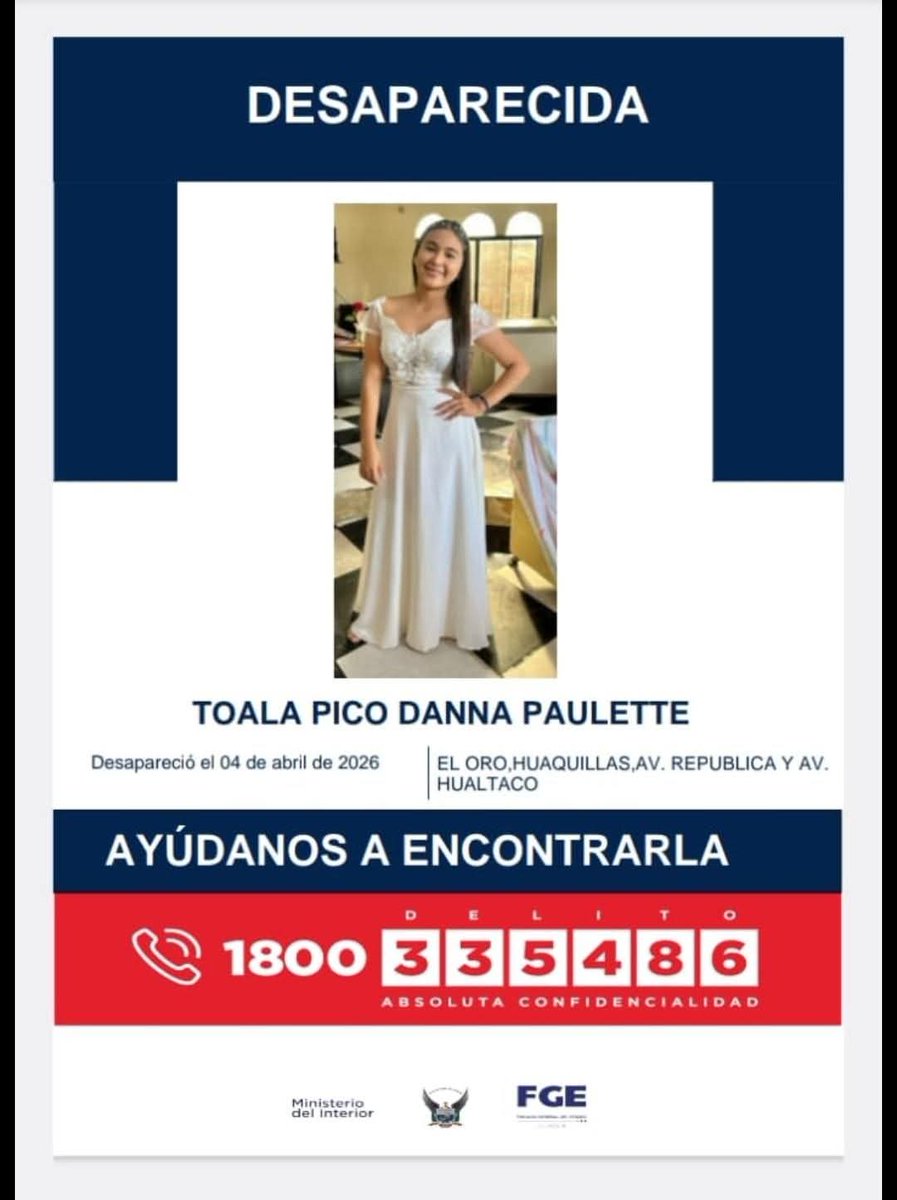 paulidan's tweet photo. Por favor ayuden a Twitter
@FiscaliaEcuador
@Polificcion @higuerahernan
#Desaparecida https://t.co/pve5BonN5o