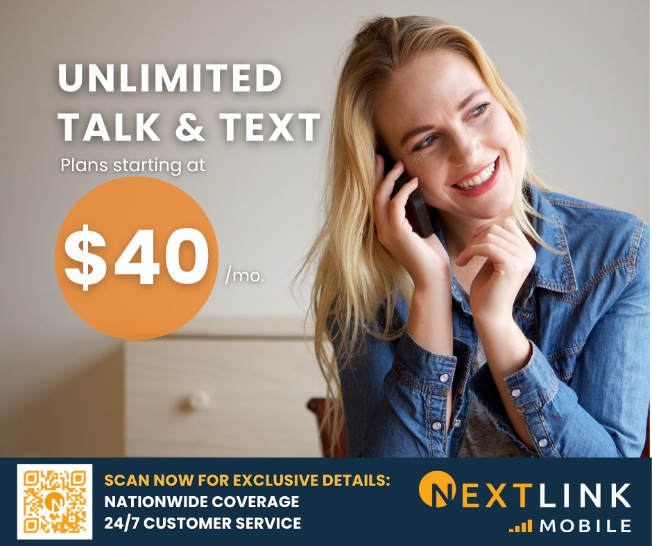 nxlink's tweet photo. Stay connected wherever you go with Nextlink Mobile! 
Get reliable coverage, fast speeds, and plans starting at just $40/month. Make the switch today and experience mobile service made simple https://t.co/xYINmmlgCn. #NextlinkMobile https://t.co/IXwxFTlCyQ