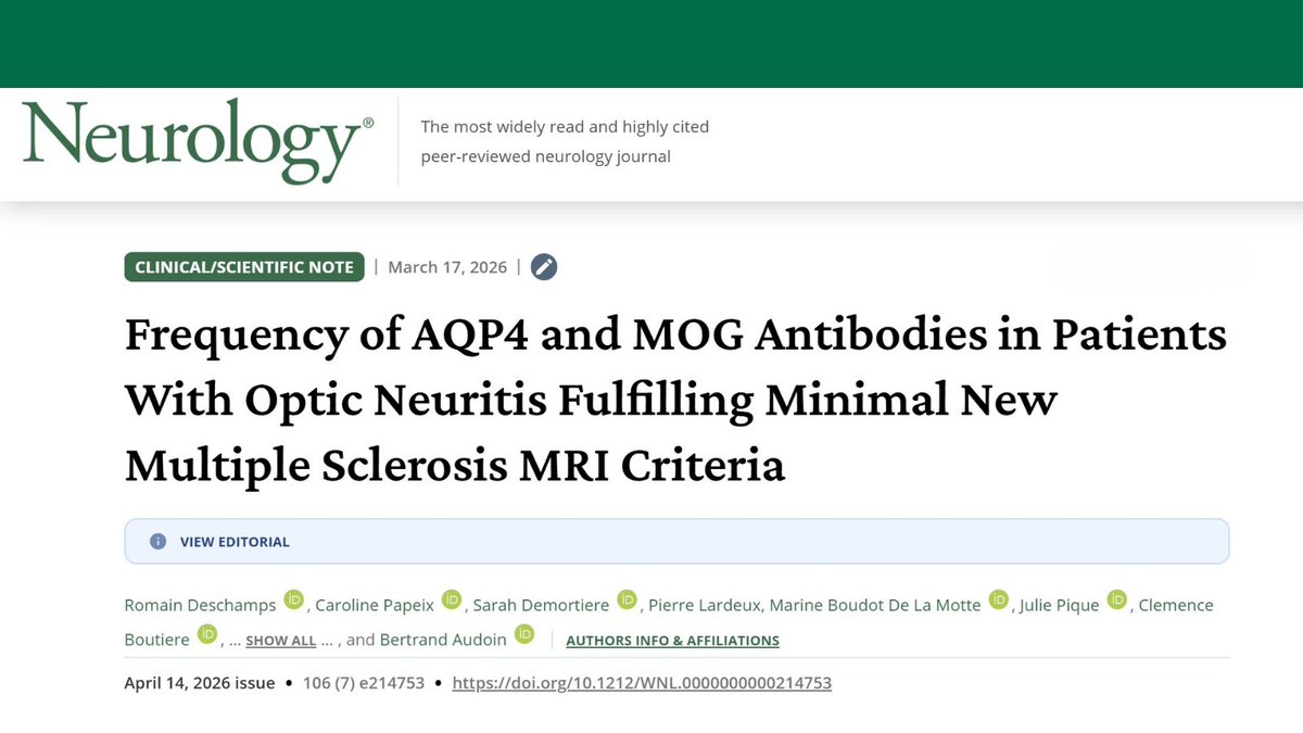 GreenJournal's tweet image. Frequency of AQP4 and MOG Antibodies in Patients With Optic Neuritis Fulfilling Minimal New Multiple Sclerosis MRI Criteria: hubs.la/Q049wbx20