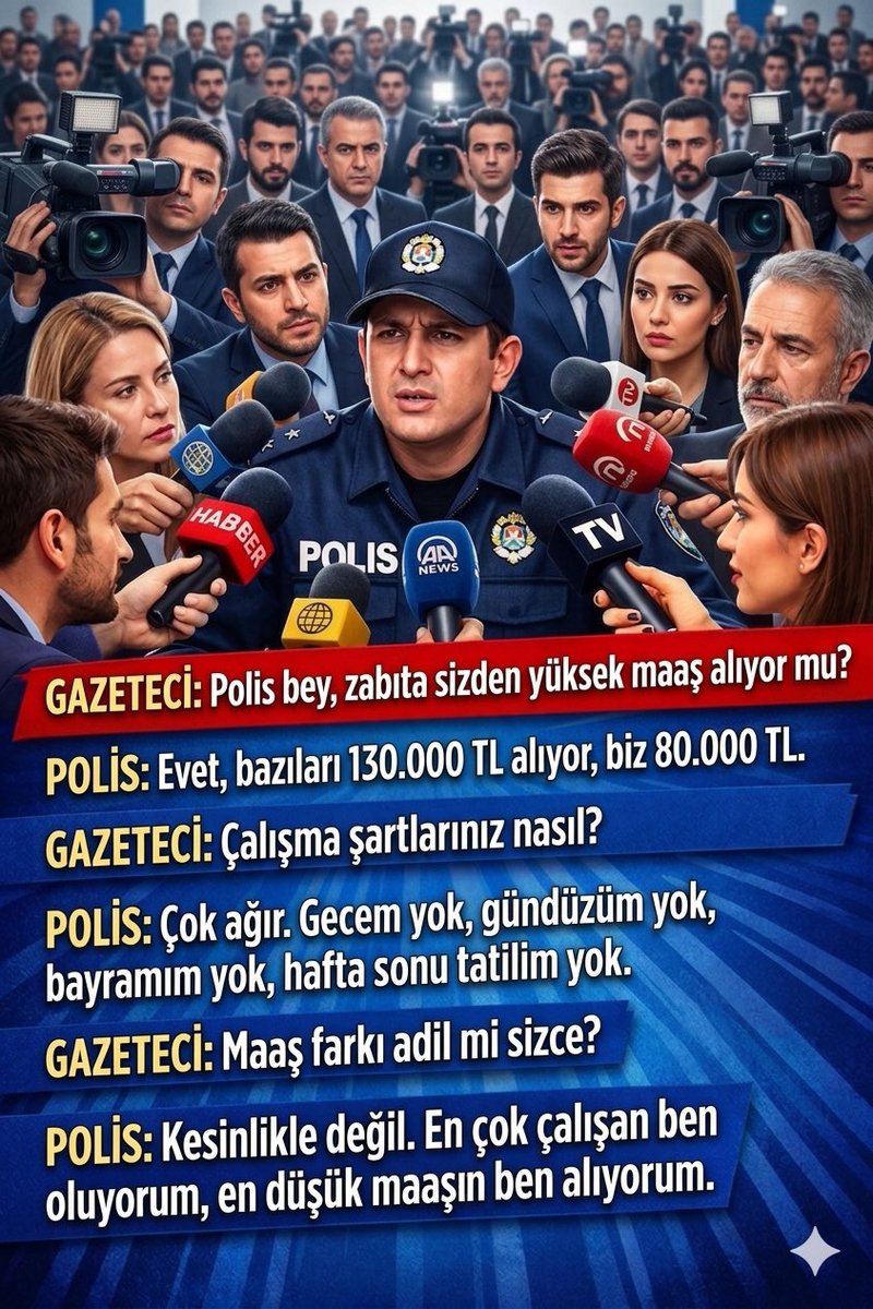 Polisin bir SENDİKASI olmadığı için,

Polis sesini twetter da duyurmaya çalışıyor 

Polis hakkını twetterda arıyor...

#CanVerenPoliseHakVerin