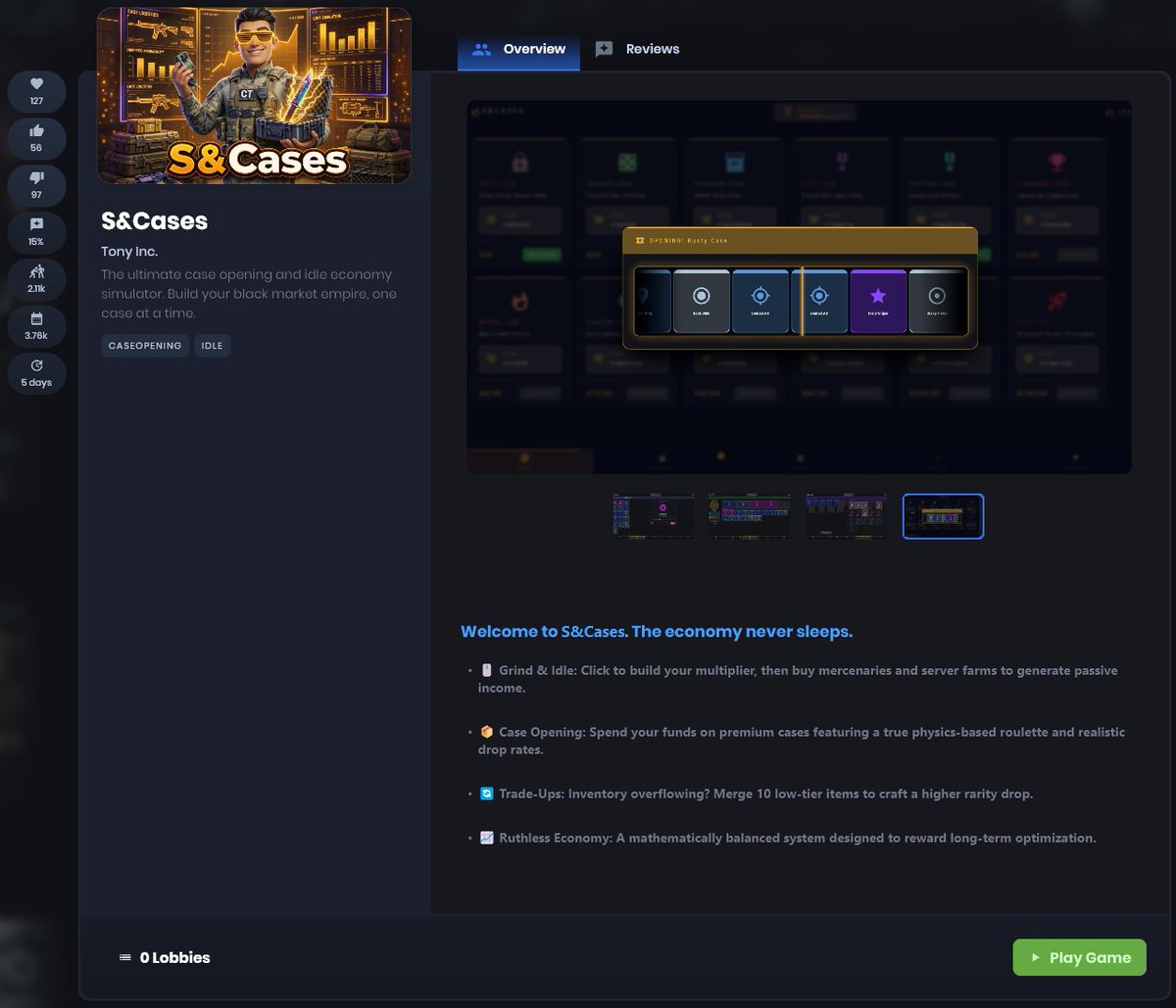 TitanHoloCS's tweet image. s&amp;amp;box devs: Take the Source 2 engine and create funny games

The Community: Case Opening Simulator with trade ups 💀