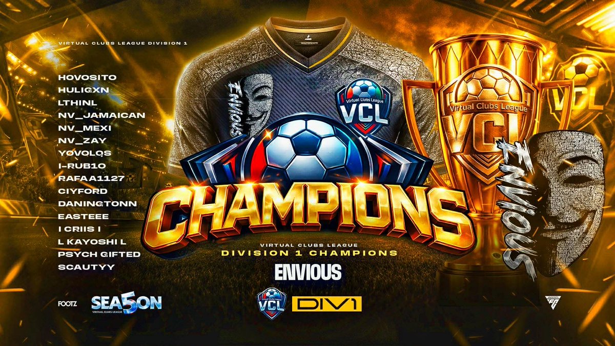 VCLNA's tweet image. 🏆 CHAMPIONS CROWNED 🏆  

Congratulations to our Division 1 &amp;amp; Division 2 Champions!  

After an intense season and hard-fought finals, both teams proved they had what it takes to come out on top. 💪🔥  

Well deserved — enjoy the moment, you earned it.  

#VCL #Champions #Esport