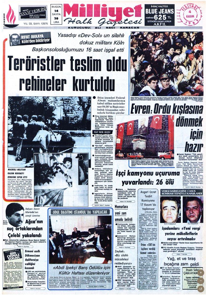 fedai_42's tweet image. Devrimci Sol 3-4 Kasım 1982 günü 12 Eylül askeri darbe yönetimine ve anayasa referandumuna tepki göstermek için Köln Türkiye Türkiye Başkonsolosluğunu işgal ediyor. 

#DevrimciSol #DevSol