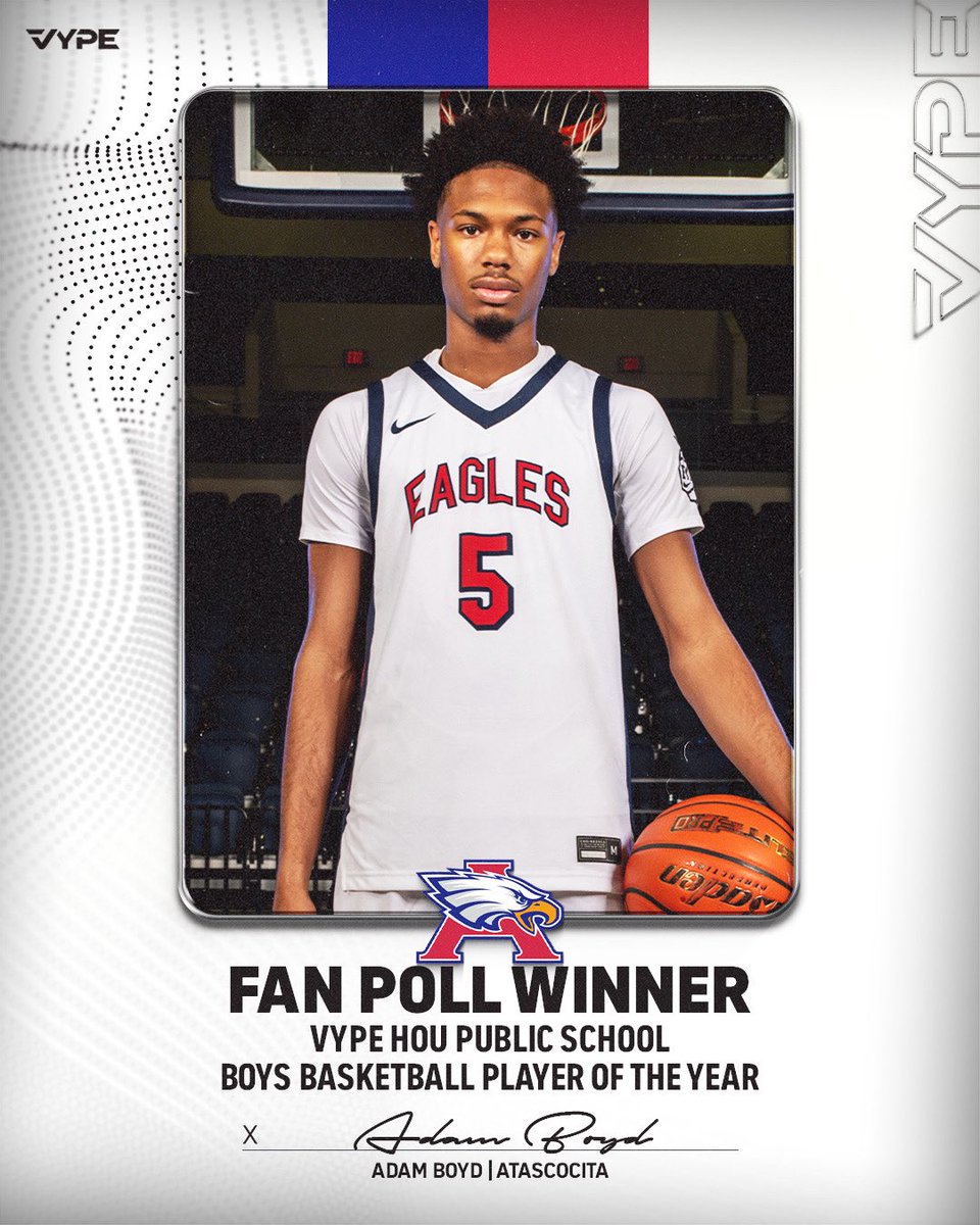 vypehouston's tweet photo. Congratulations to the winner of the VYPE HOU Public School Boys Basketball Player of the Year Fan Poll…

Atascocita’s Adam Boyd! #txhshoops https://t.co/8vXSXNhGtk