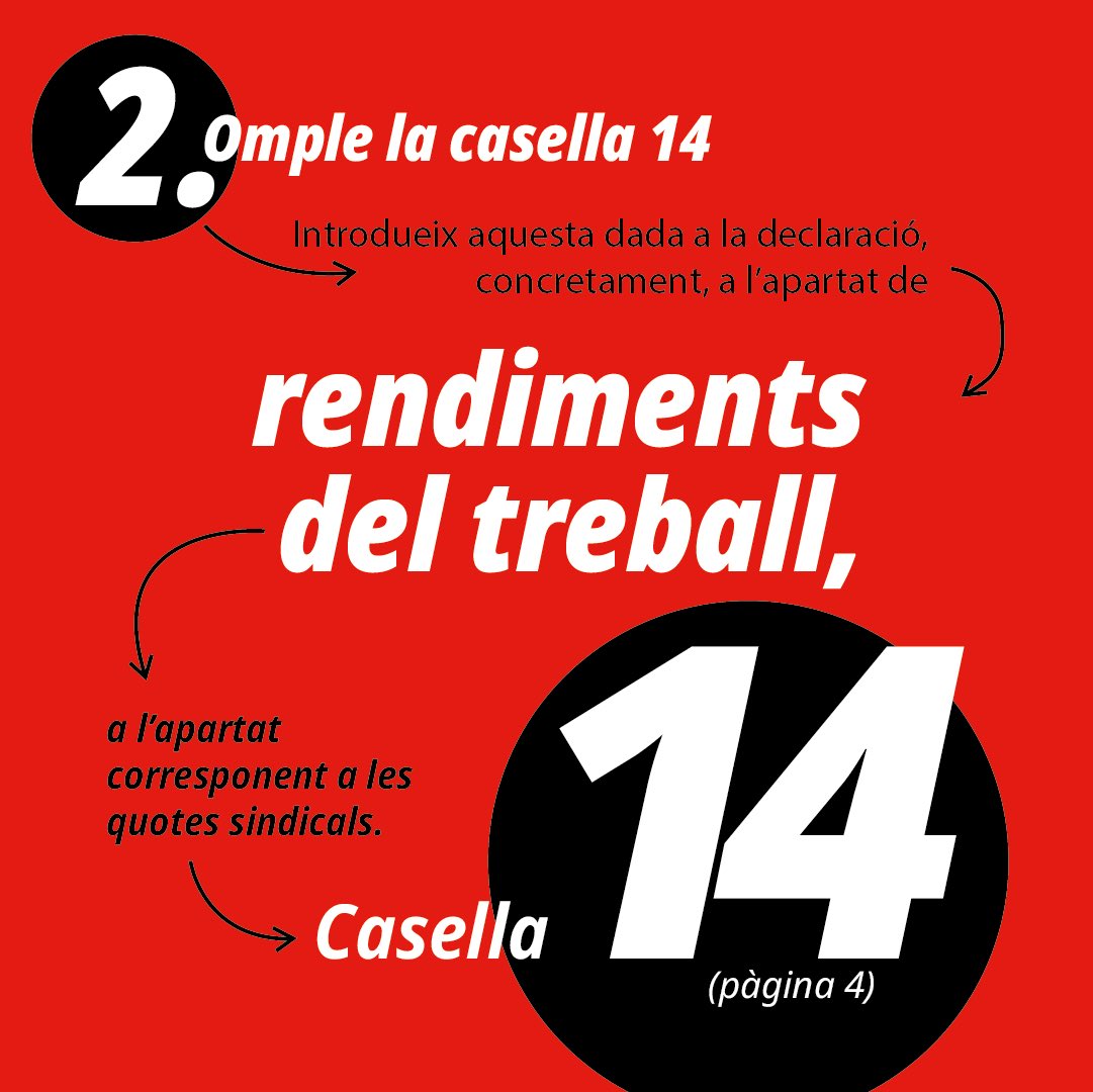 ccoocatalunya's tweet photo. ‼️⚠️ A CCOO de Catalunya financem a través de les quotes de les nostres afiliades i afiliats. Unes quotes que es poden deduir a la declaració de la renda! https://t.co/eckGAdpgwL