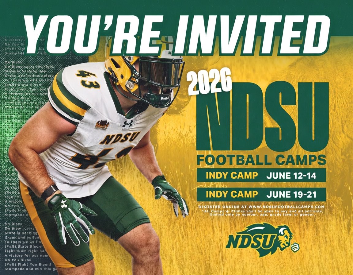 TatePatterson7's tweet photo. Excited to receive an invite to the NDSU camp! Thank you @CoachMoonen 

See you at Camp🔥⏰⏰
@BlairAngulo @Frankie_Sutera @NDSUfootball @NDSUathletics @ChristianDudzik @ballersinutah @SuteraCasey @DeBree_Football https://t.co/1qA7zJiXkQ