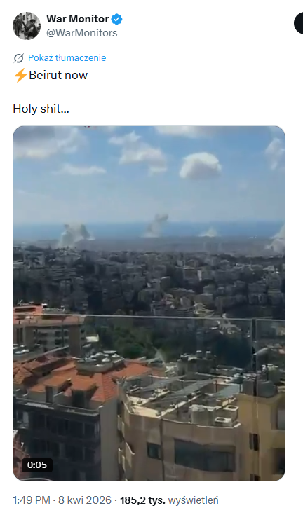 milosz_wojtala's tweet photo. Gdybym miał opisywać wszystkie zbrodnie, które Izrael 🇮🇱 właśnie popełnia w Libanie 🇱🇧, musiałbym robić aktualizację co 3 sekundy przez najbliższy miesiąc. Powtórzę więc po raz enty, aż wszyscy zrozumieją: największym destabilizatorem na BW był, jest i będzie Izrael. Jest tak niezależnie od tego, jaką perspektywę przyjmiemy: historyczną, obecną, strategiczną dla BW i Europy, moralną, każdą. 

Nie ma mowy o deeskalacji na BW, jeżeli tego ludobójczego, terrorystycznego tworu nie odetnie się CAŁKOWICIE od wsparcia, jeśli się go totalnie nie zmarginalizuje i nie uczyni pariasem. Nie ma mowy o deeskalacji, nie ma mowy o żadnym trwałym ani nawet jako-takim pokoju, jeśli nie wyeliminuje się największego źródła terroru i destabilizacji w regionie, jakim jest chora wizja świata i polityka współczesnej III Rzeszy. 

Walka z Hamasem, Hezbollahem czy Iranem jest bezcelowa, bo one wszystkie są rezultatami, a nie przyczynami, a do tego mają bardzo duże zdolności do regeneracji i odradzania – prędzej czy później. Wsparcie dla Izraela i wiara w to, że się zmieni, jest jak codzienne stawianie flaszki alkoholikowi, a potem zabieranie go na wytrzeźwiałkę, zamiast odcięcie od alkoholu i wysłanie na terapię.

Nie ma absolutnie żadnych widoków na poprawę sytuacji na BW – krótko- i długofalowo – z chorym z nienawiści do wszystkich dookoła Izraelem na pokładzie. Ten kraik jak tlenu potrzebuje nieustannej wojny i niszczenia każdego i wszystkiego, bo takie jest jego modus operandi, jego sens istnienia, jego nadrzędny cel, żeby utrzymywać się na powierzchni i wciąż rozpychać terytorialnie.

Dopiero wtedy, kiedy powstrzymamy izraelski terror, można wziąć się za inne problemy.