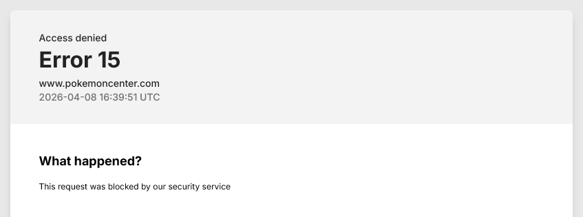 stabgh0st's tweet photo. @PokemonDealsTCG guess i'll never get a PKC pre-order lmao. i had the page up for a while, never refreshed, had a queue time of 2 hours then got hit with this. https://t.co/BYxBGZwUzj