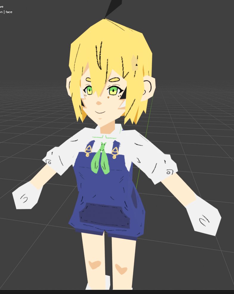 it took longer than i expected, but i finally got dooby's textures set up! it's a little scuffed, but i think it looks cute so far! 💛