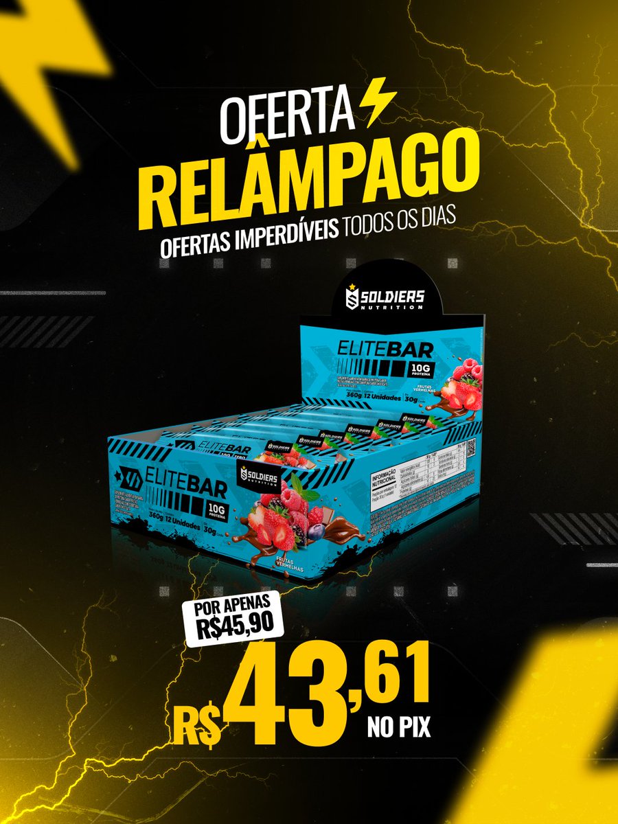 soldiersnutri's tweet photo. Seu cérebro pediu chocolate, seu treino agradece a EliteBar com 10g de proteína🍫
R$43,61 no PIX na oferta relâmpago de hoje! 

Sai menos de R$4 por unidade, corre pra garantir: https://t.co/bZfPn6sMMm https://t.co/OZsKx2Ejl1