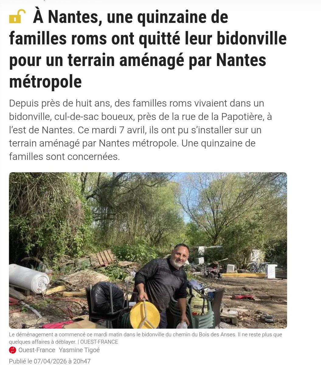 « Ça va plus vite que prévu. »

« Dites bien qu'on remercie Madame la Maire. » 😨

Édifiant, à #Nantes plus tu es dans l'illégalité, plus tu as de droits...

Plusieurs dizaines de Nantais dorment dans la rue, mais <a href="/Johanna_Rolland/">Johanna Rolland</a> défend la préférence étrangère ! #Roms #Nantes