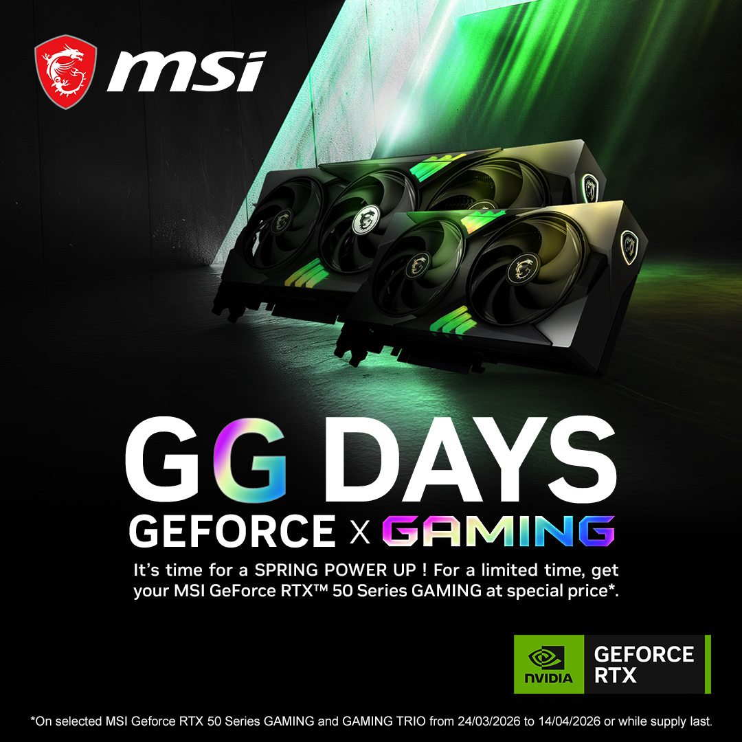 MSI__UK's tweet image. [Extended to 14/4🎉🔥😍]
Step into spring with more power.
Enjoy special pricing on MSI GeForce RTX™ 50 Series GAMING—for a limited time only.

Grab yours &amp;gt;&amp;gt; msi.gm/Gaming_26Q1

@nvidiageforceuk
@scancomputers

#NVIDIA #Gaming #GPU