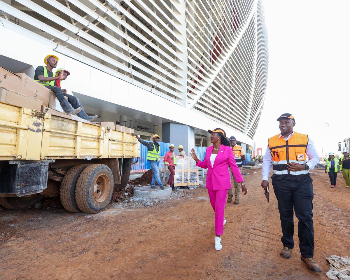 SoipanTuya's tweet photo. This afternoon, I toured the Raila Odinga International Stadium - Talanta site to assess construction progress. The Stadium is at 88 percent complete with the main structural works completed and current efforts are focused on final works to make the stadium fully operational and compliant with international standards and in readiness for AFCON 2027.

While the Kenya Defence Forces are overseeing construction of the stadium, complementary infrastructure in transport, energy, ICT, and water is progressing through a coordinated, whole-of-government approach.

Brigadier Titus Sokobe, Chief of Infrastructure at the Defence Headquarters, accompanied me for the stadium inspection, alongside Architect Major Victor King’e and other senior KDF officers.