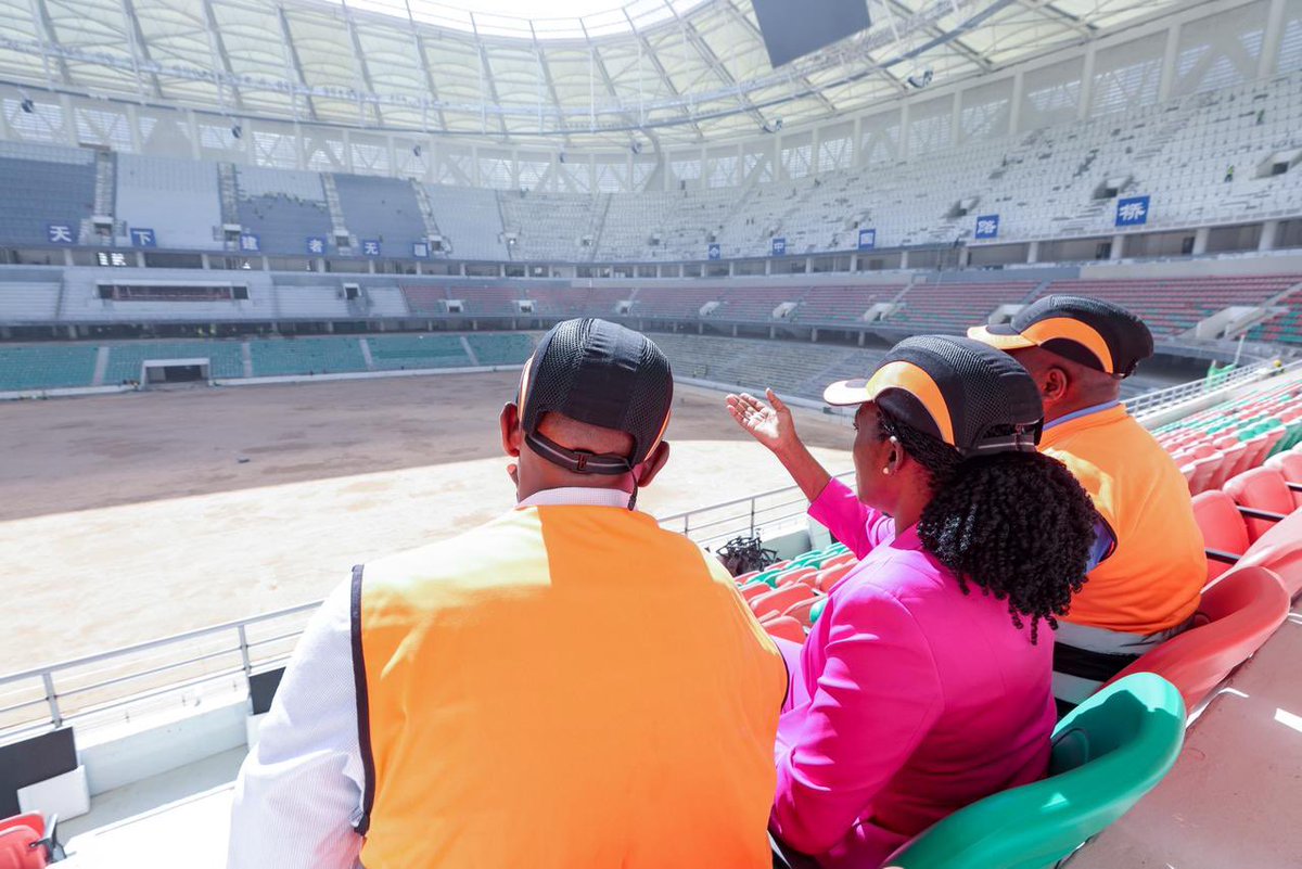 SoipanTuya's tweet photo. This afternoon, I toured the Raila Odinga International Stadium - Talanta site to assess construction progress. The Stadium is at 88 percent complete with the main structural works completed and current efforts are focused on final works to make the stadium fully operational and compliant with international standards and in readiness for AFCON 2027.

While the Kenya Defence Forces are overseeing construction of the stadium, complementary infrastructure in transport, energy, ICT, and water is progressing through a coordinated, whole-of-government approach.

Brigadier Titus Sokobe, Chief of Infrastructure at the Defence Headquarters, accompanied me for the stadium inspection, alongside Architect Major Victor King’e and other senior KDF officers.