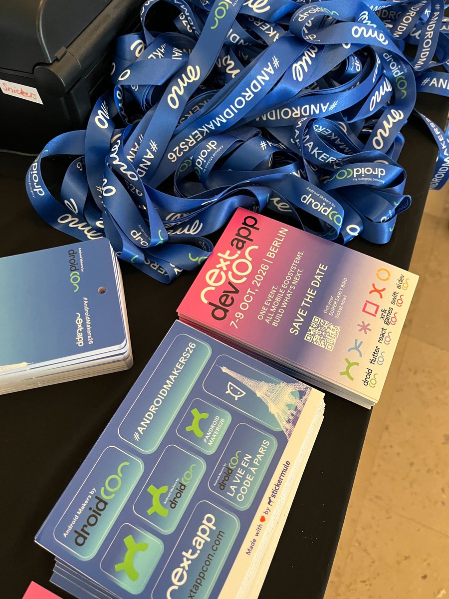 AndroidMakersFR's tweet photo. We’re ready.

Badges ✔️
Stage ✔️
Coffee ✔️

Tomorrow, Android Makers by droidCon begins 🇫🇷
See you there.
#AndroidMakers26 https://t.co/nMIhAq09Do