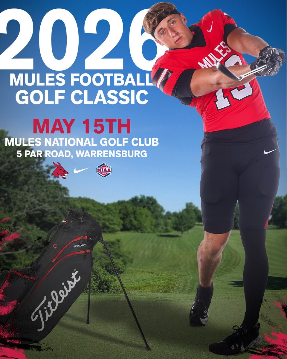 UCMFootballTeam's tweet photo. Spots are filling up fast, sign up for the 2026 Mules Football Golf Classic today! https://t.co/VytH1e8HuK https://t.co/6kgHdMCz16