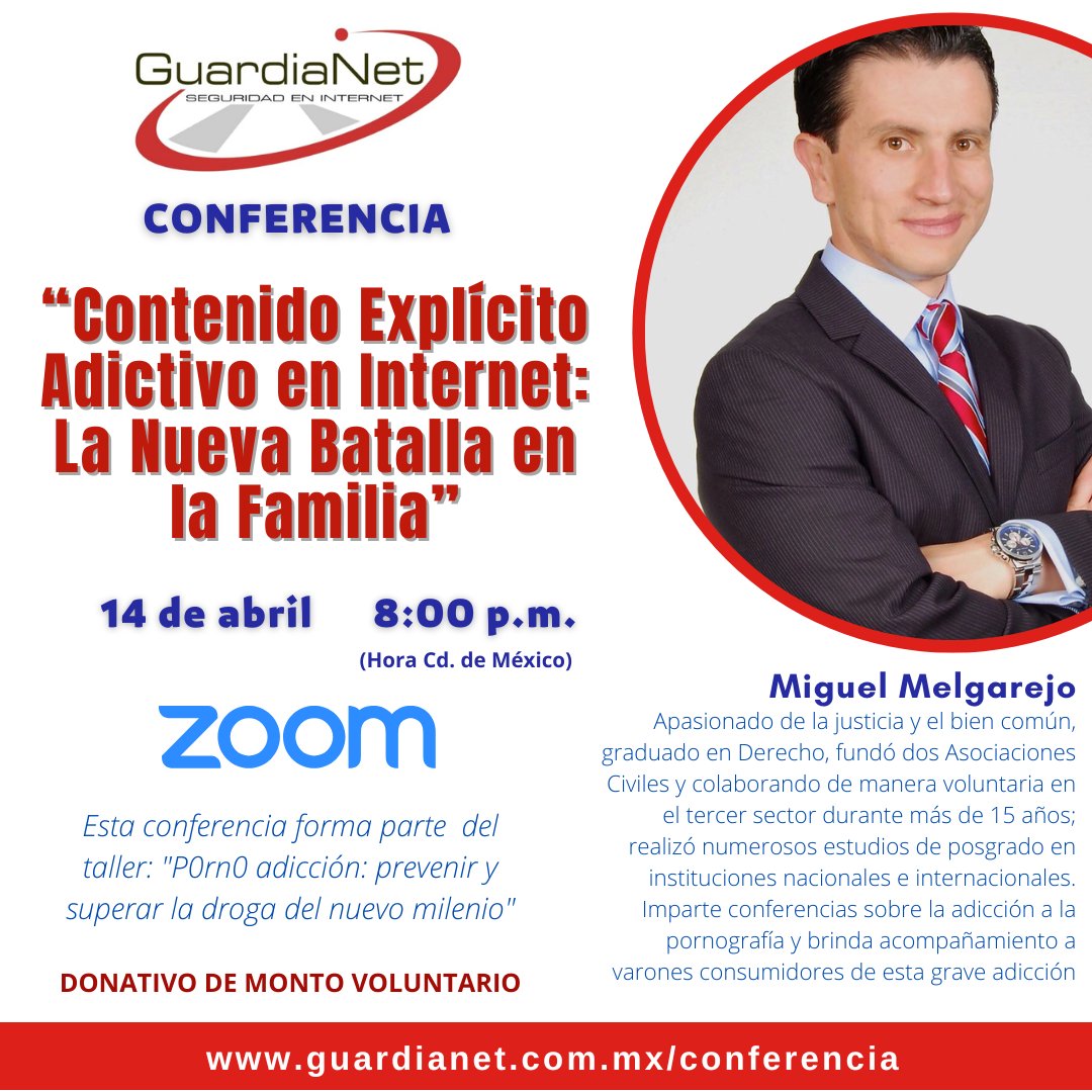 GuardiaNet los invita a una conferencia crucial: "𝐂𝐨𝐧𝐭𝐞𝐧𝐢𝐝𝐨 𝐄𝐱𝐩𝐥𝐢́𝐜𝐢𝐭𝐨 𝐀𝐝𝐢𝐜𝐭𝐢𝐯𝐨 𝐞𝐧 𝐈𝐧𝐭𝐞𝐫𝐧𝐞𝐭: 𝐋𝐚 𝐍𝐮𝐞𝐯𝐚 𝐁𝐚𝐭𝐚𝐥𝐥𝐚 𝐞𝐧 𝐥𝐚 𝐅𝐚𝐦𝐢𝐥𝐢𝐚".

📷14 de abril
📷𝟖:𝟎𝟎 𝐩.𝐦. 
📷𝐕𝐢́𝐚 𝐙𝐎𝐎𝐌

Regístrate en: guardianet.com.mx/conferencia