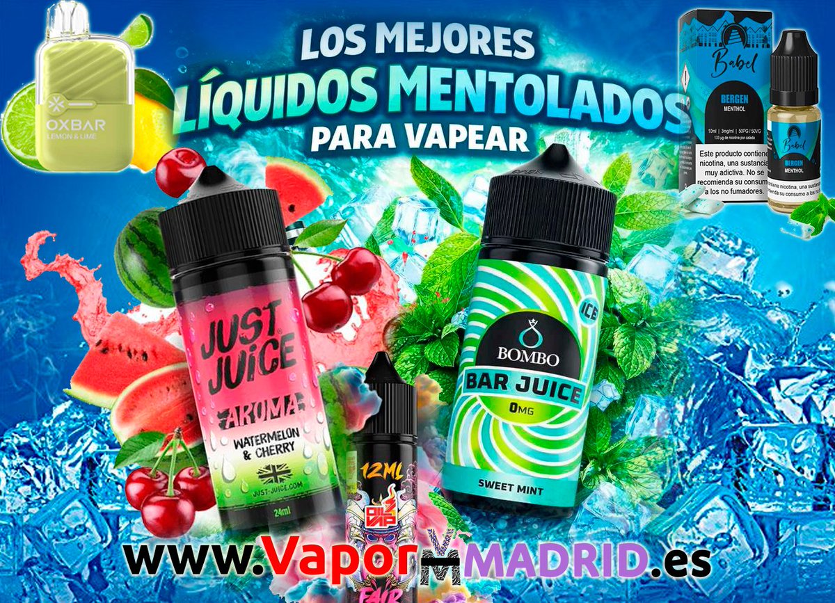 VaporMadrid's tweet image. Los mejores e-Liquids mentolados para vapear
aunque si eres muy delicado, también los tenemos sin ICE

vapor-madrid.es
C/ Virgen de Aránzazu, 23
28034 Madrid
Llámenos: 919911478 - 644423646
pedidos@vapor-madrid.es
#VaporMadrid #eliquid #liquidovapeo #vaper #mentholado