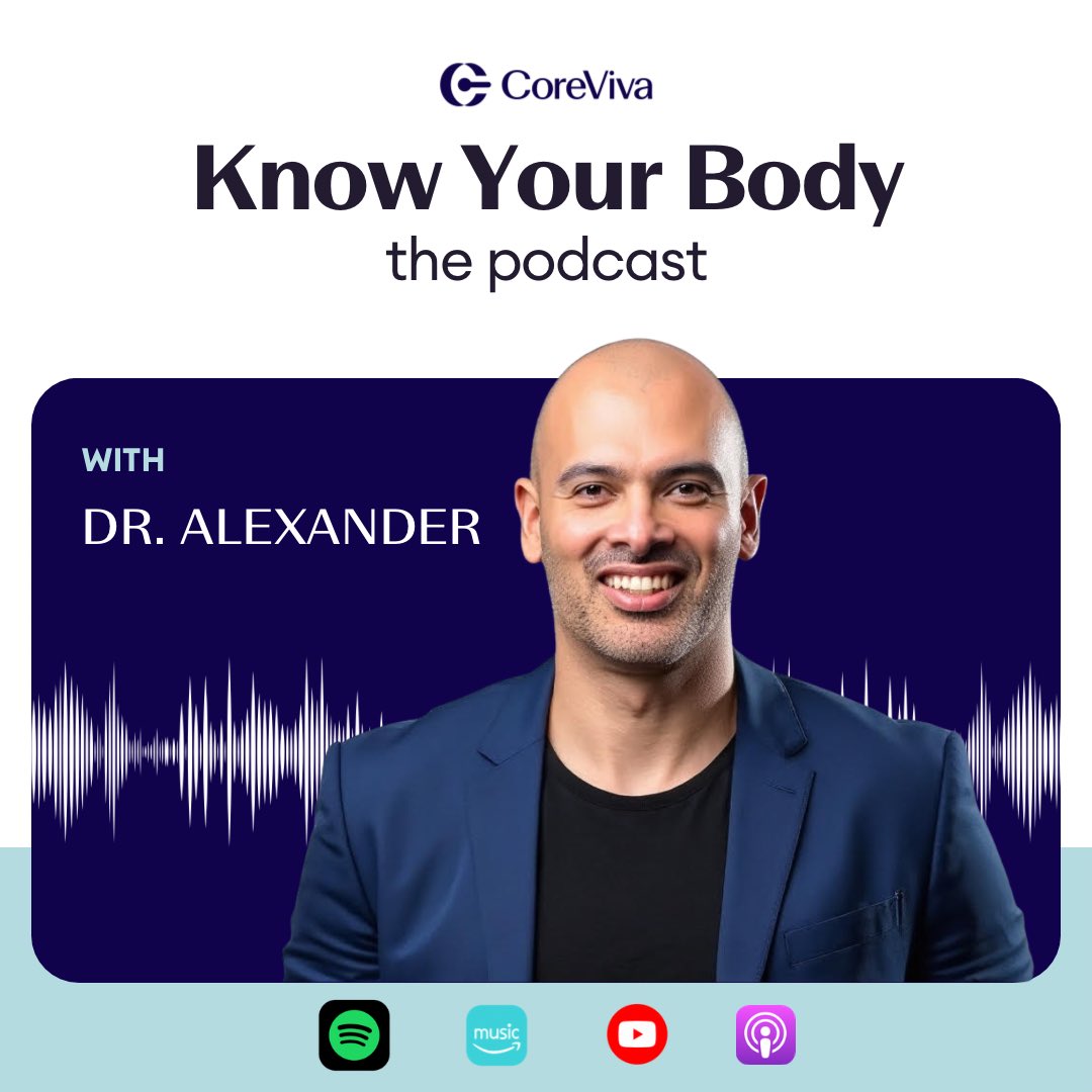 CoreViva's tweet photo. Introducing: Know Your Body the Podcast! Available wherever you get your podcasts.
Know Your Body investigates the origin stories behind changemakers of all walks of life, and how their journeys intertwine with their health. Hosted by CoreViva CEO &amp; Co-Founder, @DoctorAlexMD https://t.co/REQLoeCY2h