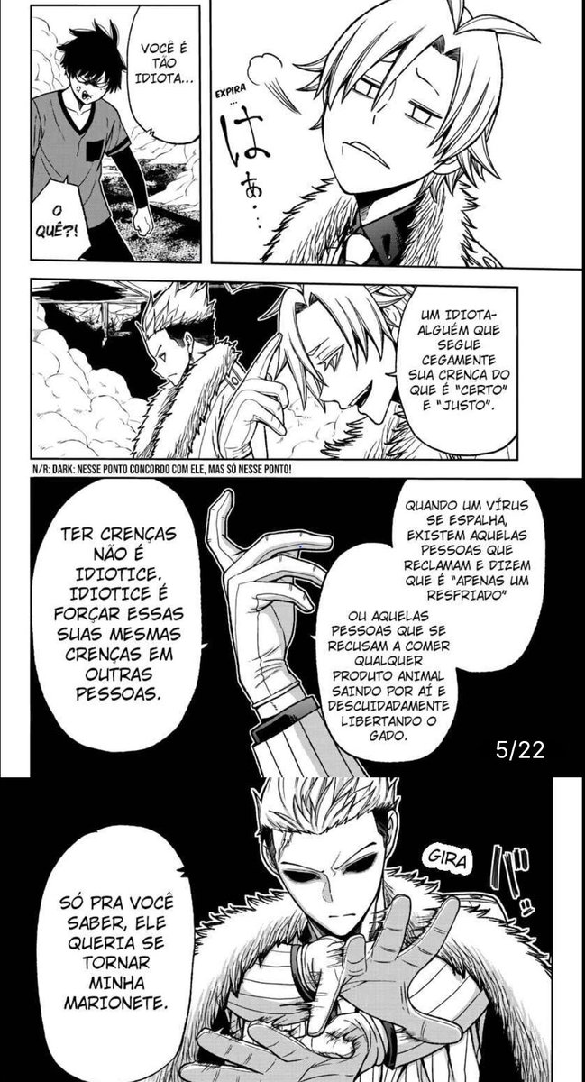 ps3fabio's tweet photo. @SakuGisz @clarionrox @adrianobeidacki Ta de sacanagem? como que vc me diz que essa dublagem tem o mesmo sentido com oquê foi dito no manga, não seja idiota! está claro que a dublagem tem viés político https://t.co/jngu8qoX5z