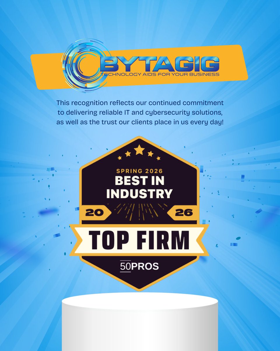 We’re proud to announce that <a href="/bytagig/">Bytagig - Managed IT - Cybersecurity</a>  been recognized as a Top Firm for Spring 2026 on   @50Pros | Discover top agencies  🙌

This milestone is a reflection of the businesses we serve and the trust they place in us to support their IT and cybersecurity needs.

Our focus remains