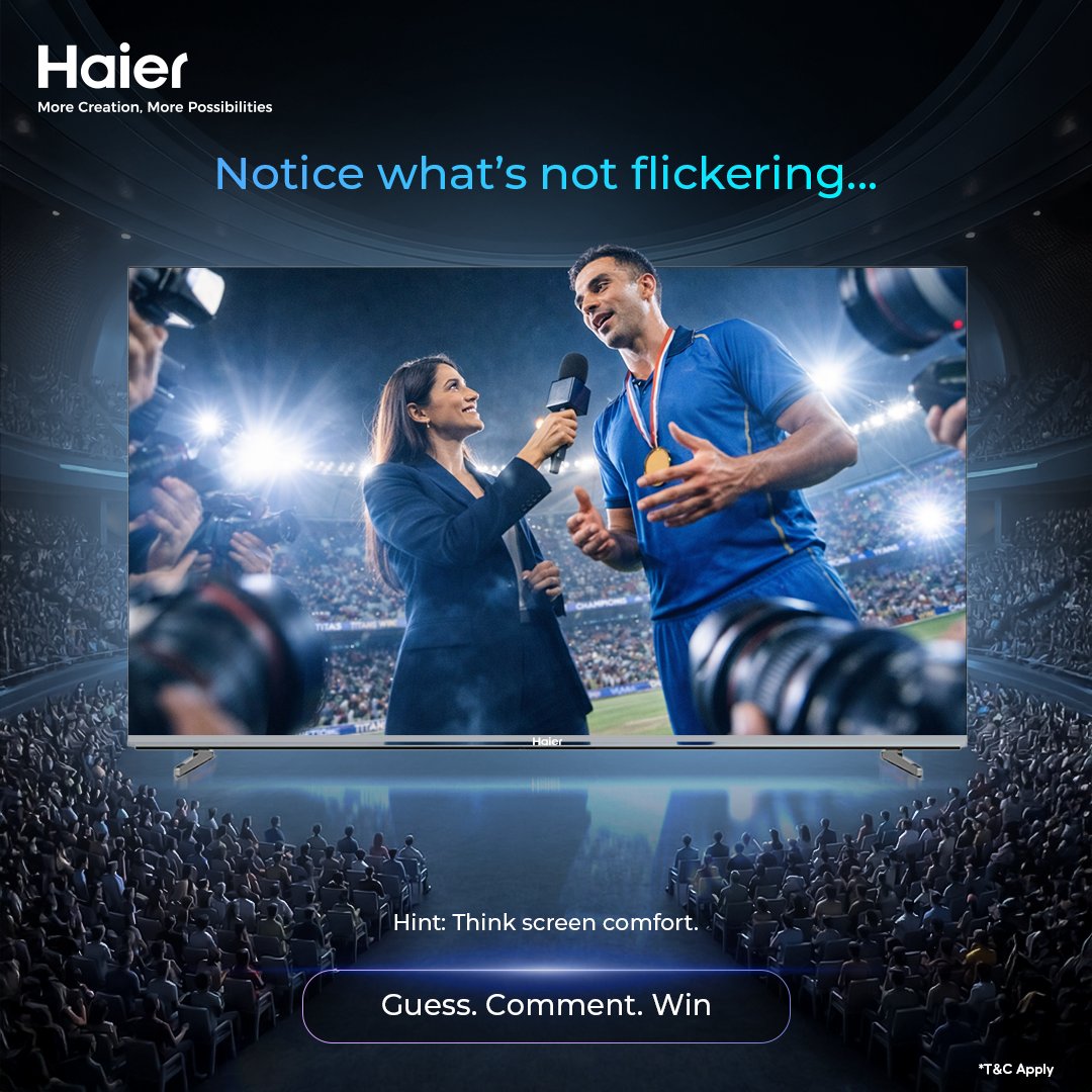 IndiaHaier's tweet image. If it’s not flickering… what’s making it so smooth?
Can you spot it?

– Follow @IndiaHaier 
– Comment down your answer
– First right comment wins!

*T&amp;amp;C Apply

#Haier #MoreCreationMorePossibilities #Contest