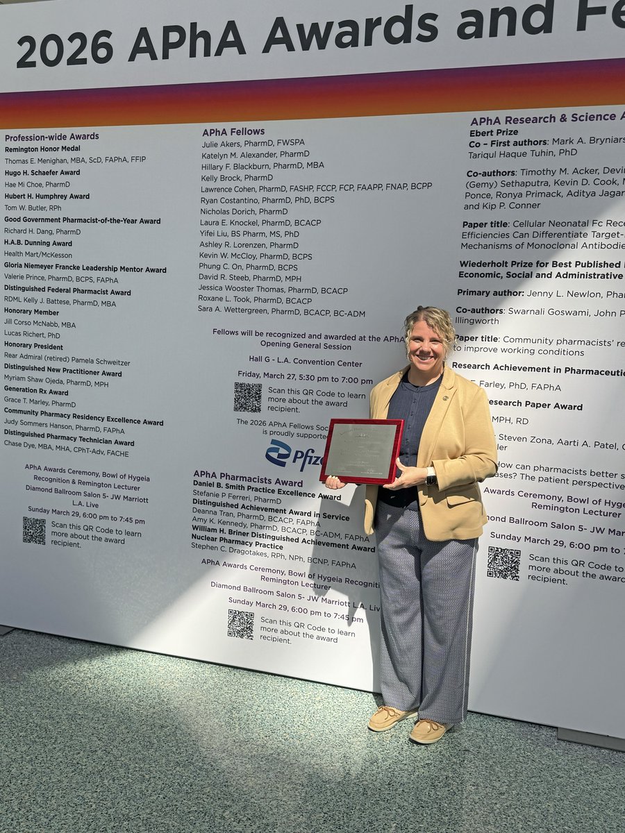 TNPharmacists's tweet photo. 🎉 Congrats to Dr. Katelyn Alexander on being named a Fellow of the American Pharmacists Association—one of pharmacy’s highest honors! 💊
Recognized for her impact in mentorship, education & service. 👏
#PharmacyLeaders #APhA #TPACommunity https://t.co/xRlfQBhxlA
