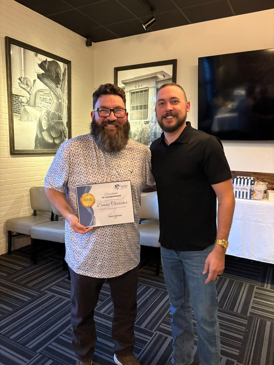 DThrash26's tweet image. What an amazing 5 years! 1 MILLION!!  Thank you to Cody Weaver for literally giving me the wheels to this business. We have a ROCKSTAR team and I couldn't be happier. Love you all 💙 #1milliondollarclub #DigitalMarketing #EntrepreneurLife