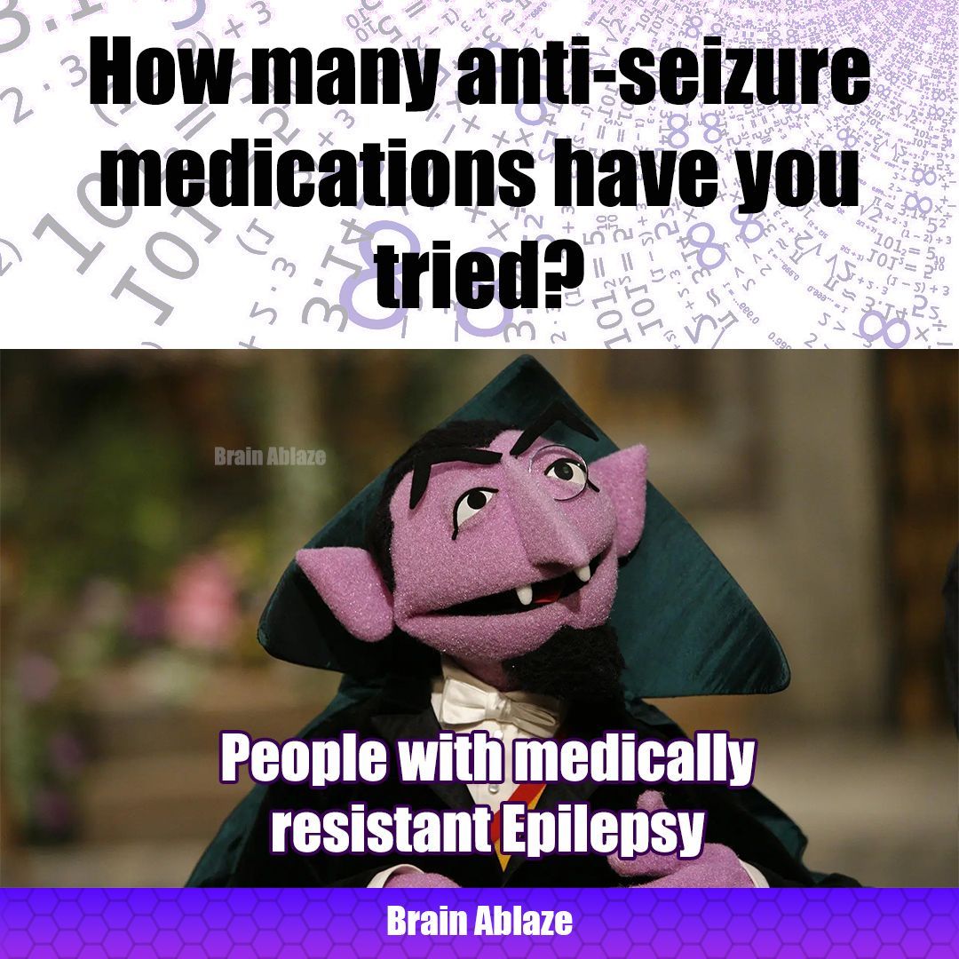 BrainAblaze's tweet photo. Unfortunately the odds of finding an anti-seizure med that will manage one's seizures decrease DRAMATICALLY after the second failed med. After 6, the odds are near zero. -- How many have you tried? #EpilepsyAwareness https://t.co/QbVnpPfcWh