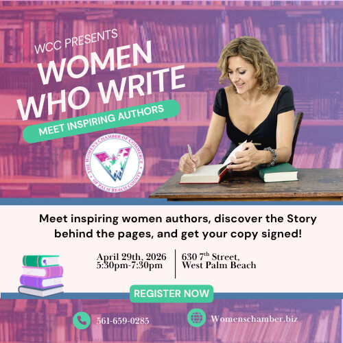 WCCPBC's tweet photo. Join us for Women Who Write, an inspiring evening where you’ll meet talented women authors, hear the stories behind their work, and get your books signed.

📅 April 29, 2026 | 5:30 PM – 7:30 PM 

Registration is required 📝Please make sure to register at https://t.co/VA0DEcXWER https://t.co/7GKXnQmpRy