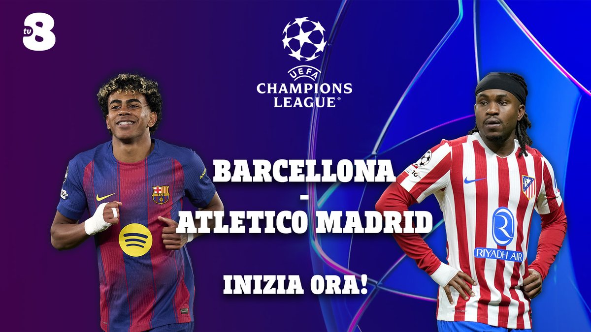 TV8it's tweet image. Barcellona – Atletico Madrid inizia ora! Al Camp Nou sarà spettacolo 🔥#Tv8ChampionsNight